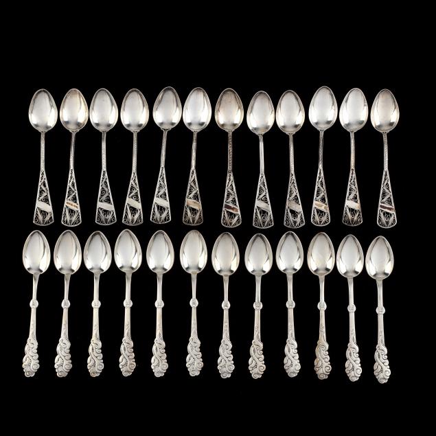 two-sets-of-sterling-silver-spoons