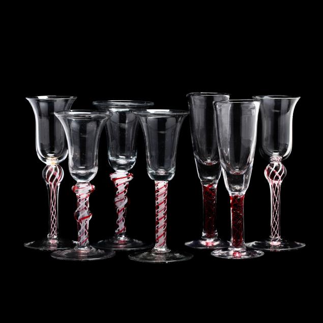 seven-assorted-georgian-opaque-and-cranberry-twist-wine-glasses