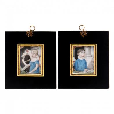 pair-of-portrait-miniatures-of-children-british