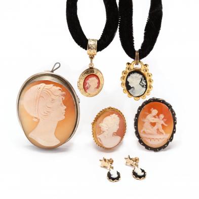 group-of-cameo-jewelry-items