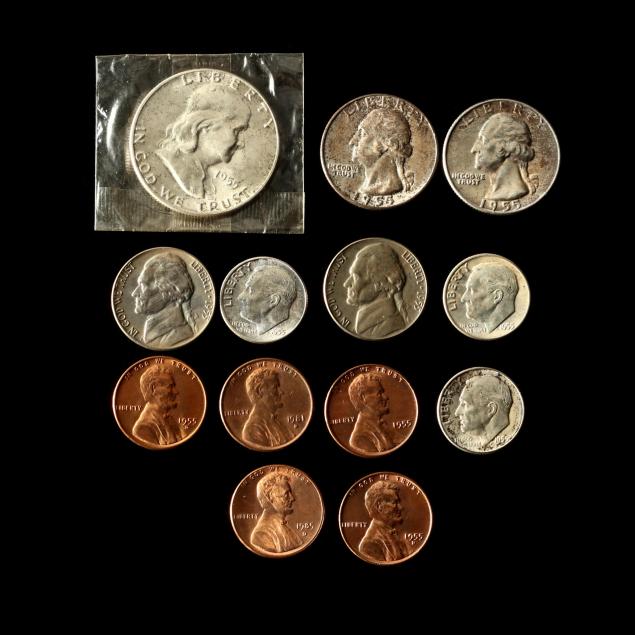uncirculated-complete-eleven-coin-p-d-s-set-for-1955