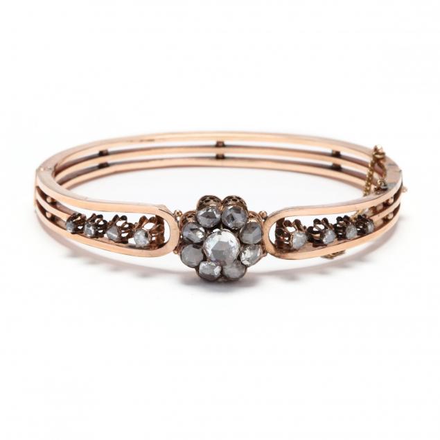 antique-rose-gold-diamond-bangle-bracelet