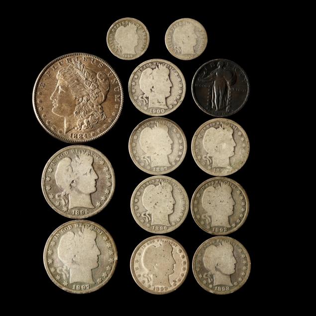 group-of-thirteen-obsolete-u-s-silver-coins