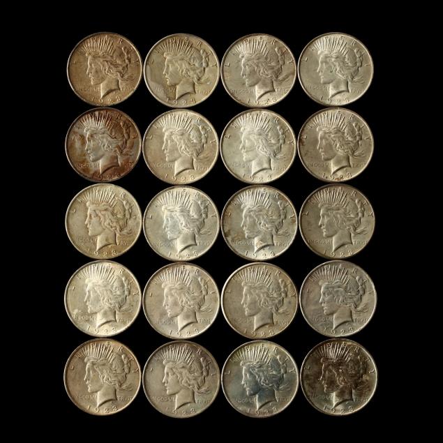 twenty-circulated-1923-peace-silver-dollars