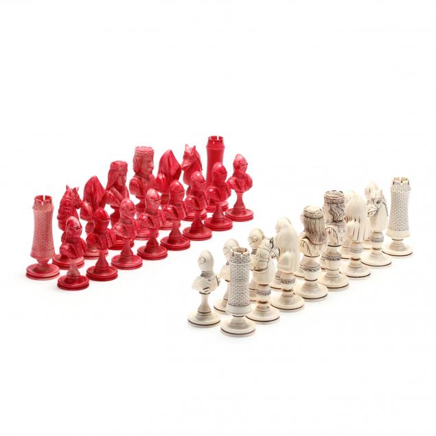 oleg-raikis-russia-20th-century-the-knights-chess-set-carved-in-mammoth-ivory