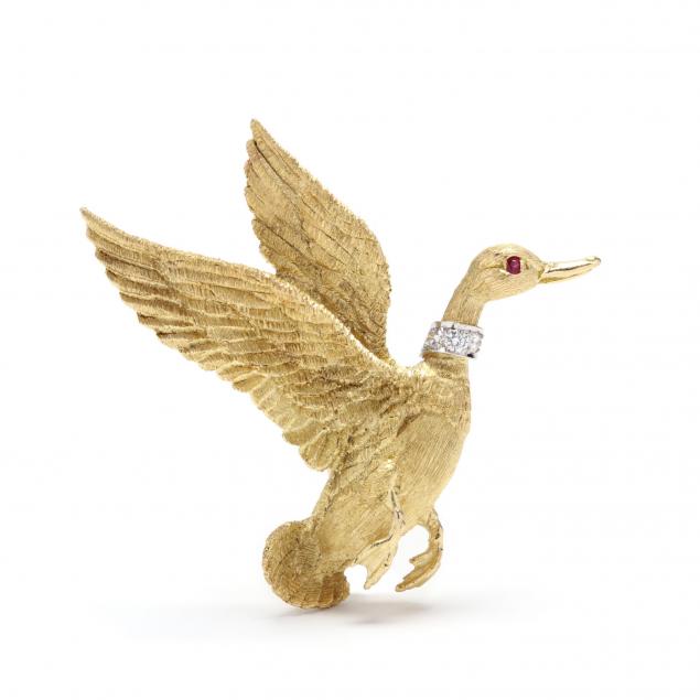 14kt-platinum-and-gem-set-bird-brooch