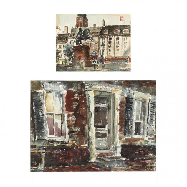 robert-c-magis-pa-1929-1979-two-original-watercolor-street-scenes