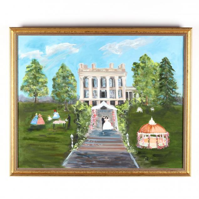 a-folk-art-painting-of-an-antebellum-southern-wedding