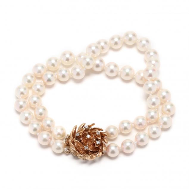 two-strand-pearl-bracelet-with-14kt-gold-and-diamond-clasp