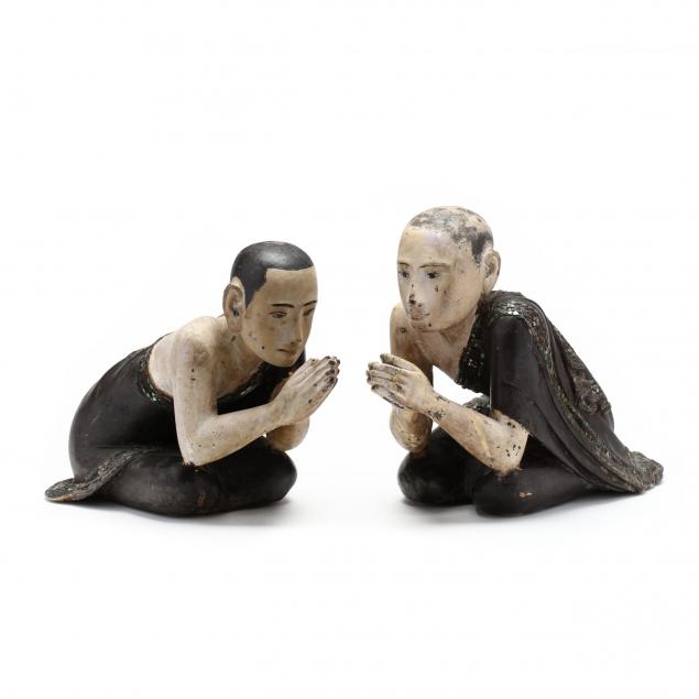 a-rare-pair-of-burmese-carved-and-painted-wooden-monks