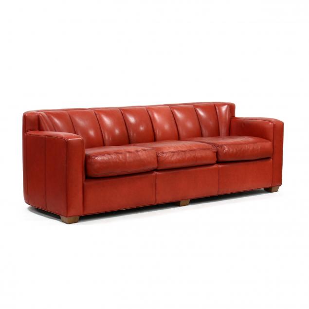 thomasville-furniture-modern-red-leather-sofa