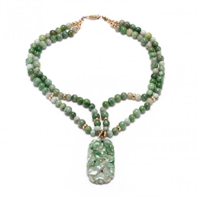 14kt-two-strand-jade-pendant-necklace