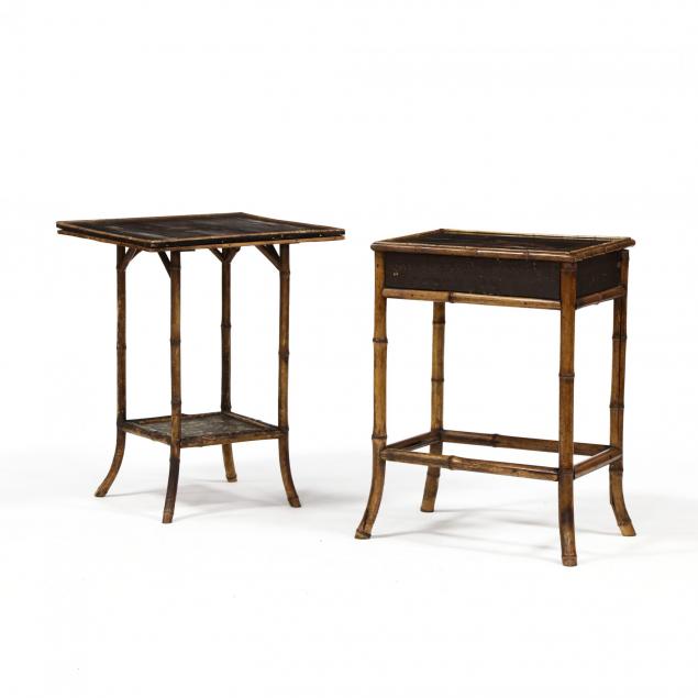two-antique-english-bamboo-chinoiserie-stands