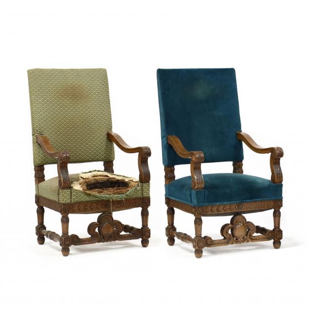 att-r-j-horner-pair-of-renaissance-revival-carved-oak-hall-chairs