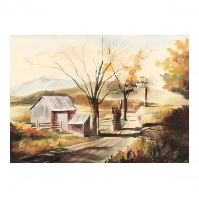 framed-watercolor-of-a-country-road