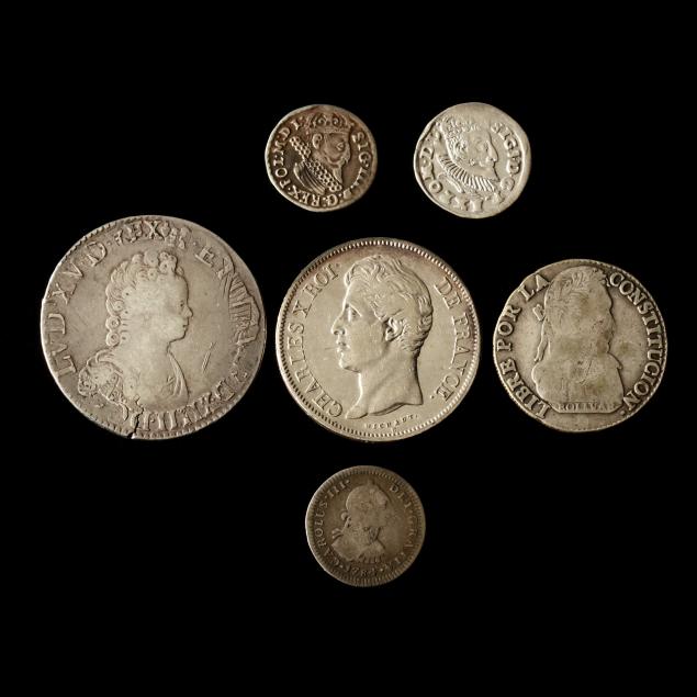 six-historic-silver-coins-16th-19th-century