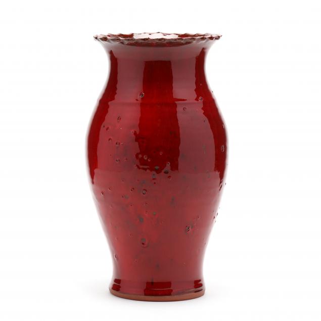 owens-pottery-nc-red-glazed-pottery-vase