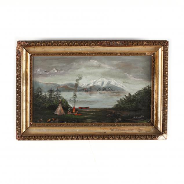 antique-landscape-painting-with-american-indian-encampment