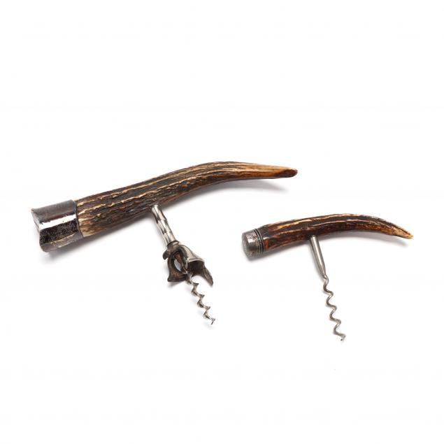 two-antique-antler-and-sterling-silver-cork-screws