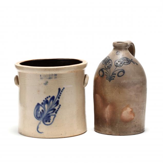 two-cobalt-decorated-stoneware-vessels