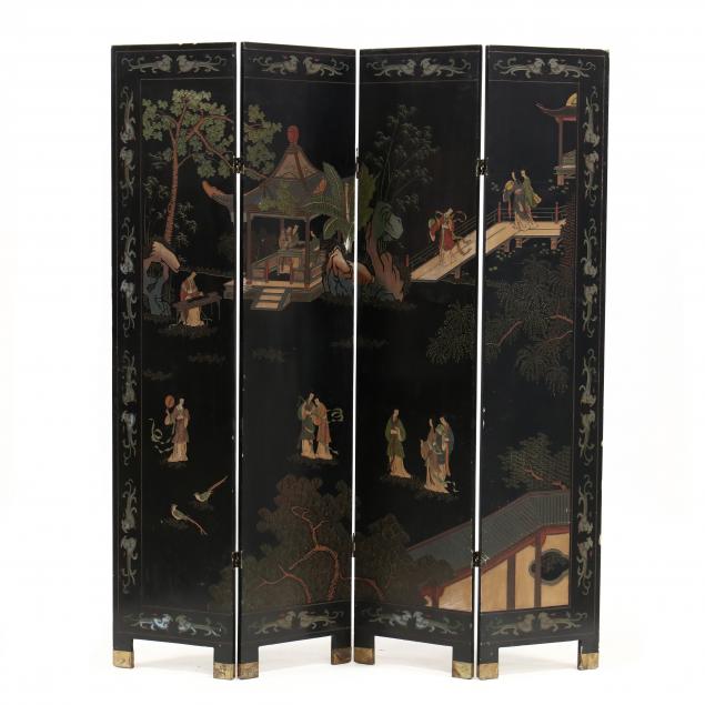 vintage-chinese-carved-lacquer-four-panel-floor-screen