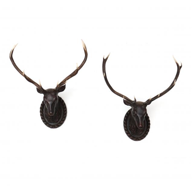 pair-of-decorative-stag-head-wall-mounts