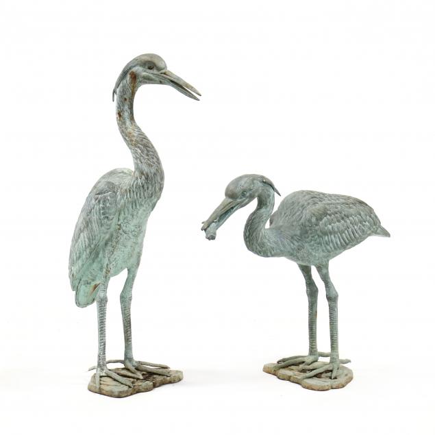 pair-of-cast-iron-life-size-heron-sculptures