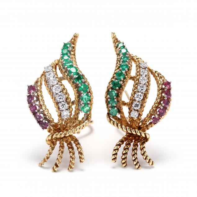 gold-diamond-and-gem-set-earrings