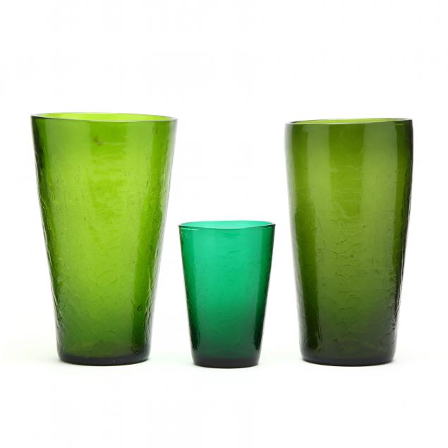 blenko-three-crackle-glass-vases