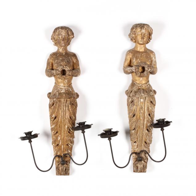 pair-of-antique-figural-carved-wood-sconces