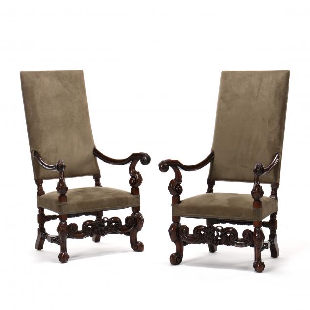 pair-of-antique-flemish-style-carved-and-upholstered-walnut-armchairs