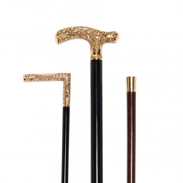 three-antique-gold-topped-canes