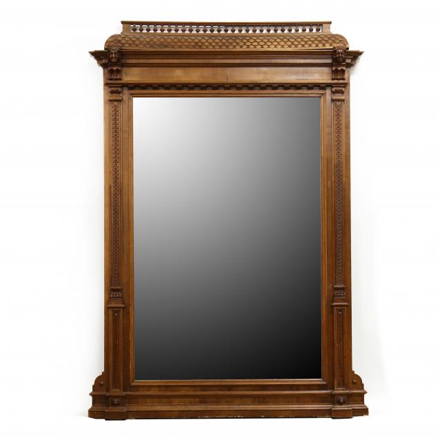 large-antique-carved-walnut-mirror