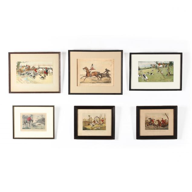 six-assorted-antique-equestrian-prints