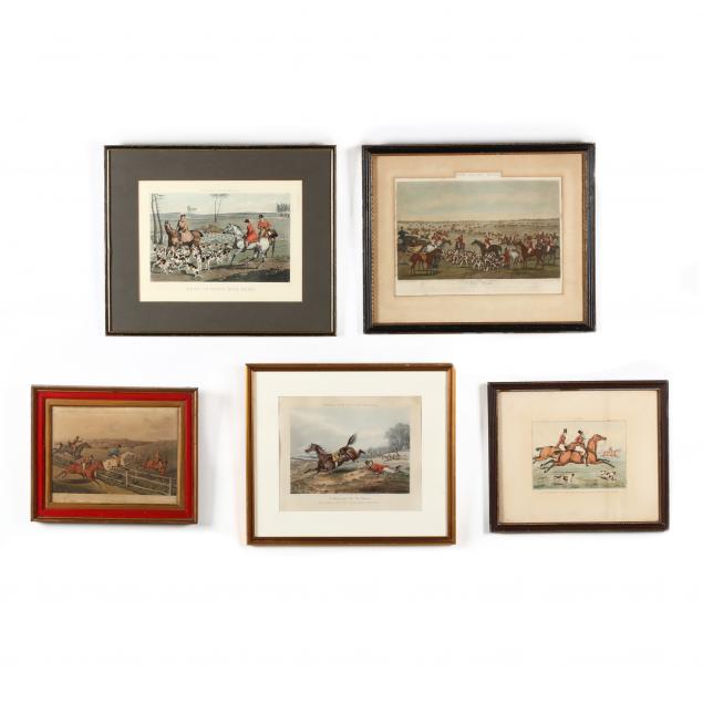 five-assorted-antique-equestrian-prints
