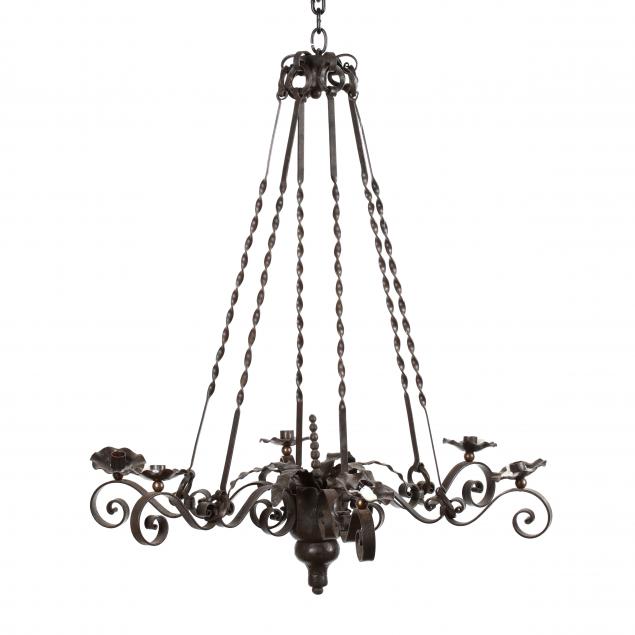 vintage-spanish-style-wrought-iron-candle-chandelier