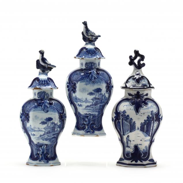 three-18th-century-delft-lidded-jars
