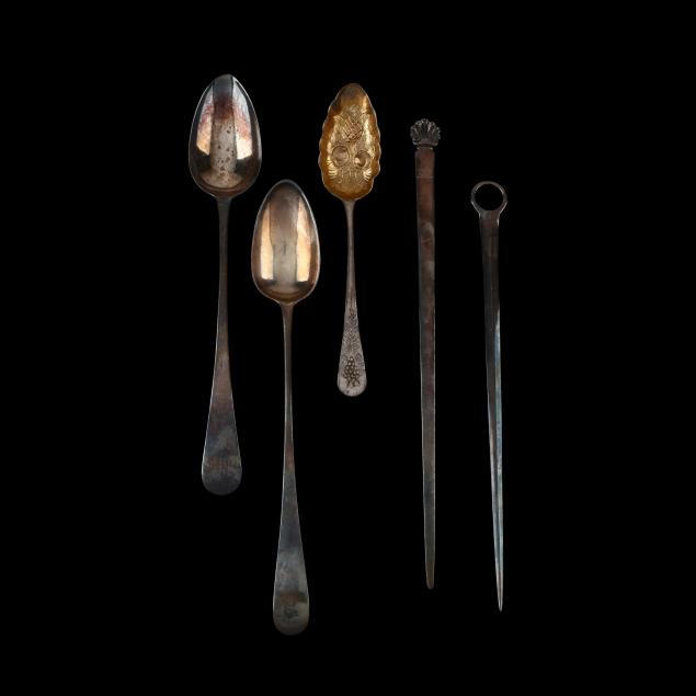 five-george-iii-silver-flatware-servers