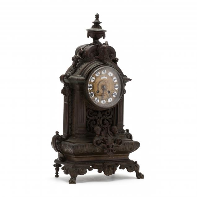 a-french-renaissance-revival-bronze-mantel-clock