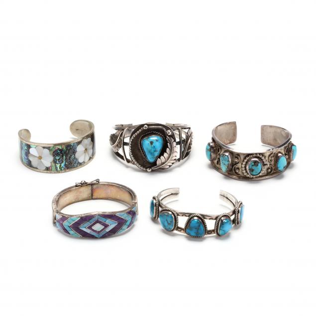 five-silver-and-stone-bracelets