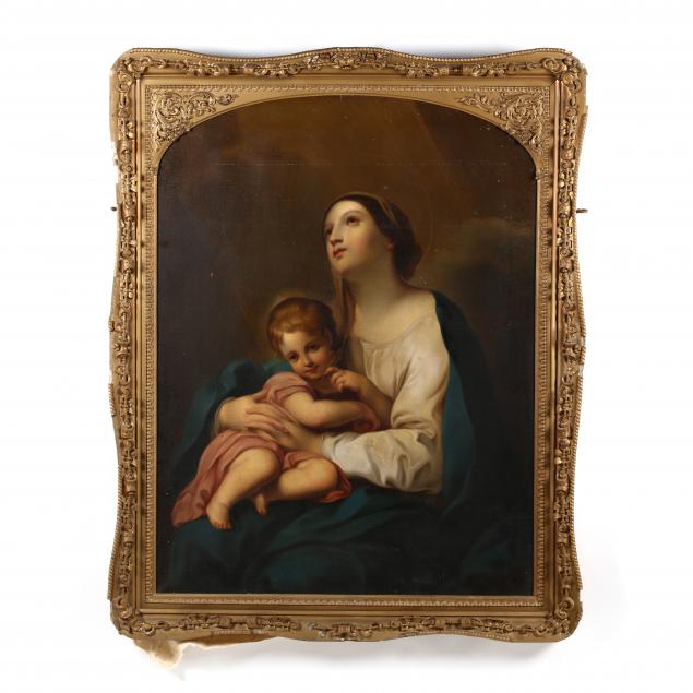 a-large-antique-painting-of-the-sainted-madonna-with-christ-child
