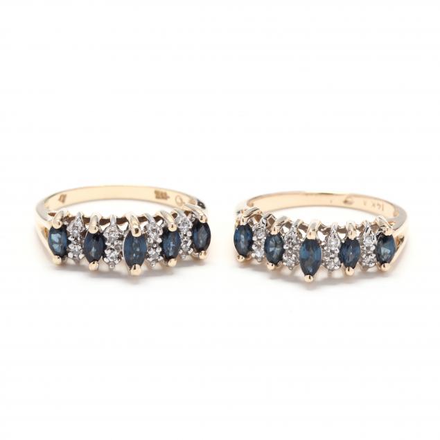 pair-of-14kt-gold-sapphire-and-diamond-rings