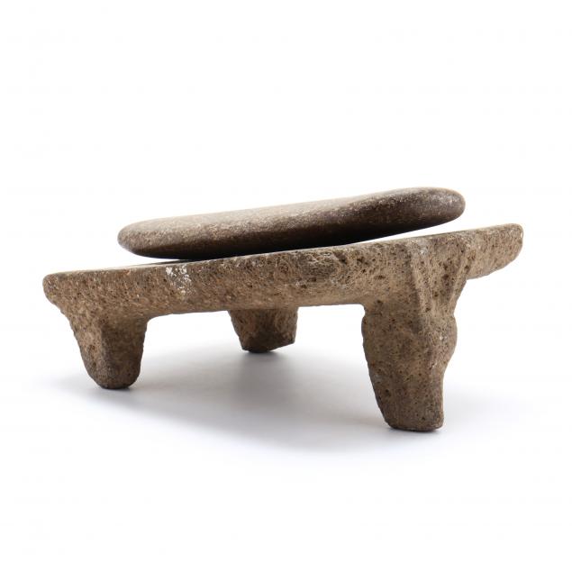 tripod-stone-metate-with-mano