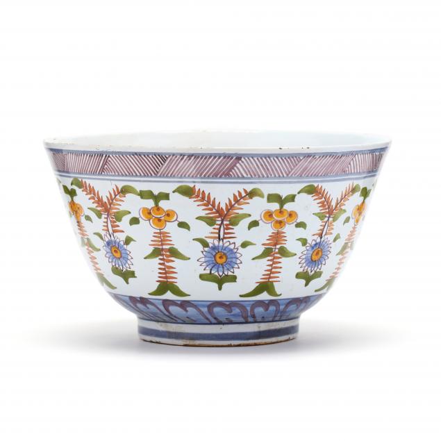 a-signed-delft-polychrome-punch-bowl