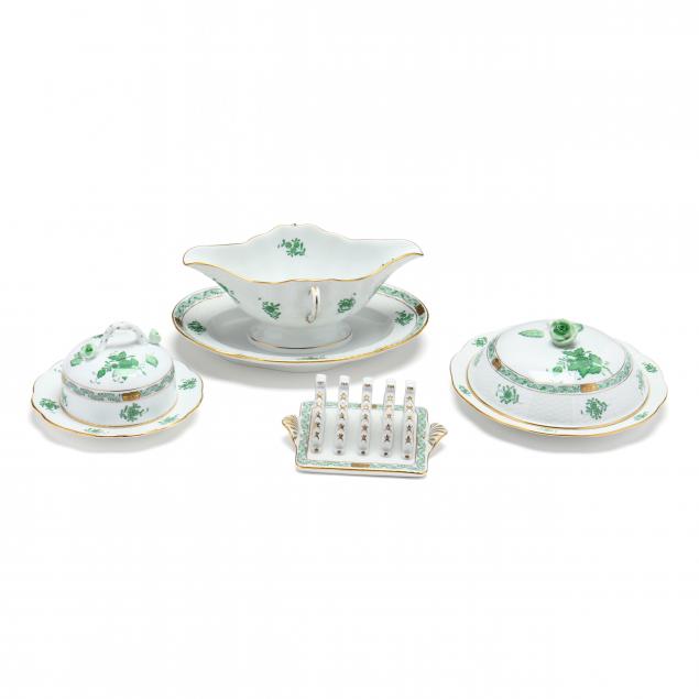 four-herend-chinese-bouquet-green-table-accessories