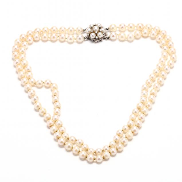 double-strand-pearl-necklace-with-a-14kt-white-gold-diamond-and-pearl-clasp