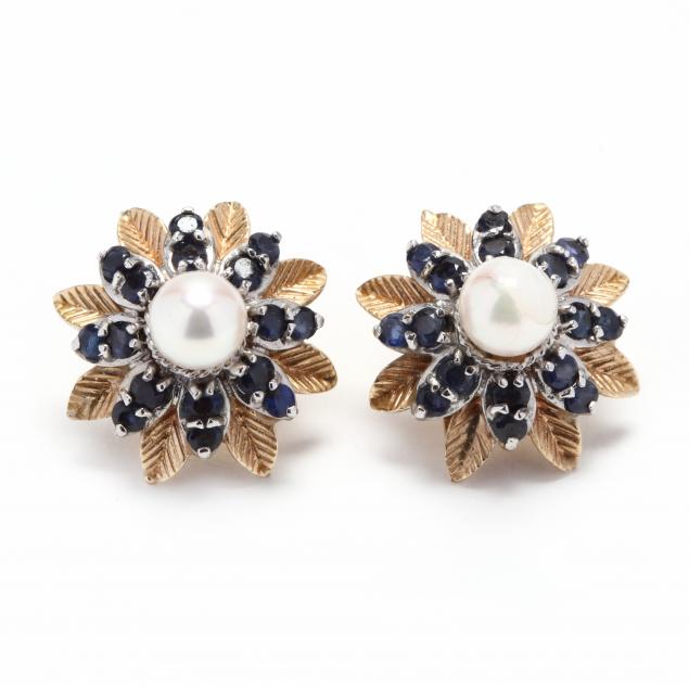 14kt-bi-color-gold-pearl-and-sapphire-earrings
