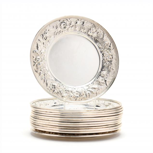 set-of-13-kirk-stieff-repousse-sterling-silver-bread-plates