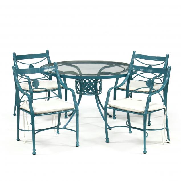 winston-furniture-painted-aluminum-table-and-four-armchairs