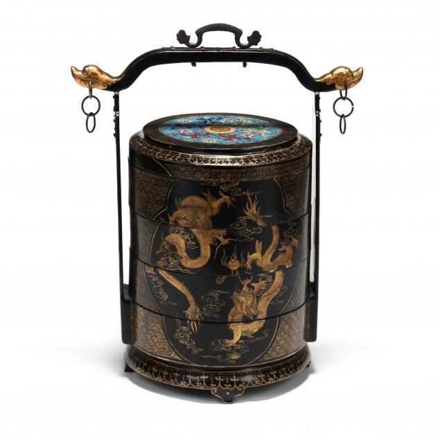 a-chinese-black-lacquered-wedding-basket-with-cloisonne-top